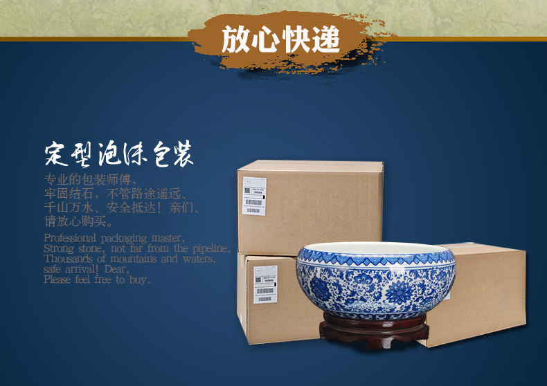 Jingdezhen ceramic aquarium pet gold fish tank water lily basin bowl lotus lotus cylinder cylinder tortoise GangPen sitting room place the flood water