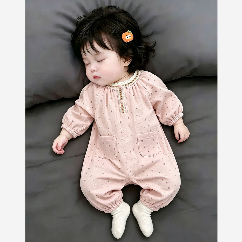 Moguj Baby Jumpsuit 2026 Autum Korean Style Baby Girl Floral Lace Romper Outdoor Crawling Clothes Moguj Baby Jumpsuit 2026 Autum Korean Style Baby Girl Floral Lace Romper Outdoor Crawling Clothes