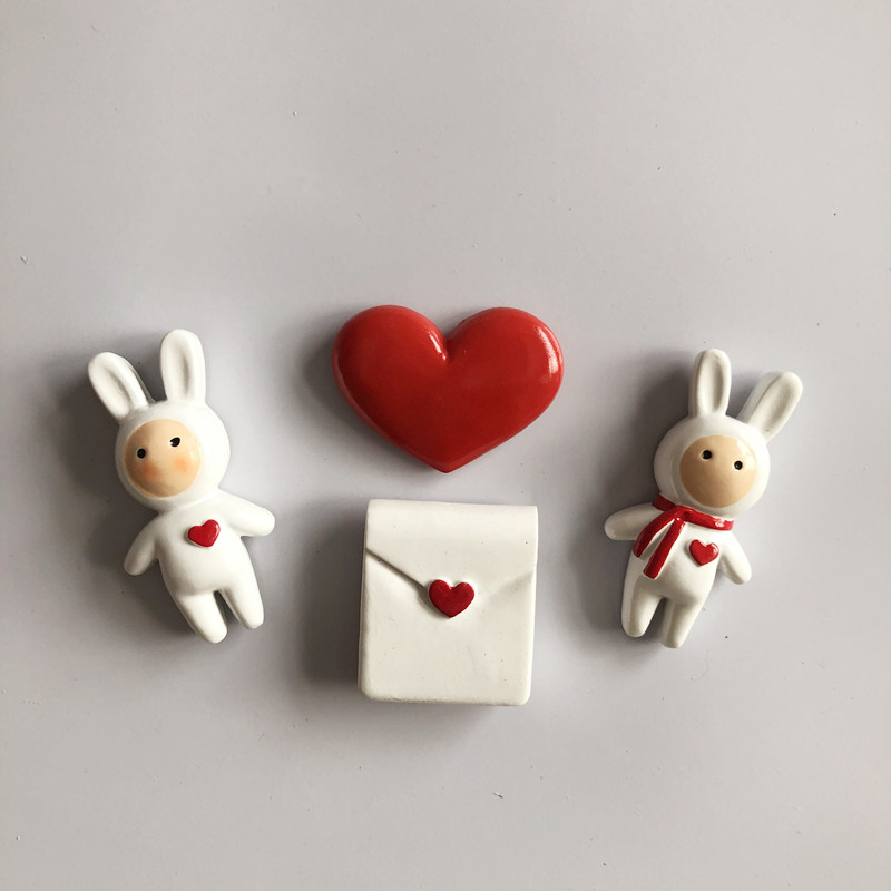 New Products Creativity Cute Long Rabbit Ears 3D Solid Anthony Rabbit Powerful Magnet Cartoon Resin Fridge Sticker