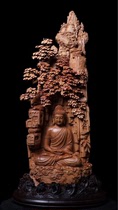 Large Indian Laoshan sandalwood black meat large wood carving Buddha statue dedicated to the Tathagata Buddha living room entrance root carving decoration