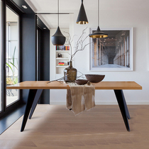 LOFT American country industrial style solid wood conference table 4 people 6 people Wrought iron small conference table Simple