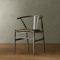 American country industrial style furniture Computer chair Cafe lounge chair Simple backrest with armrest Wrought iron chair