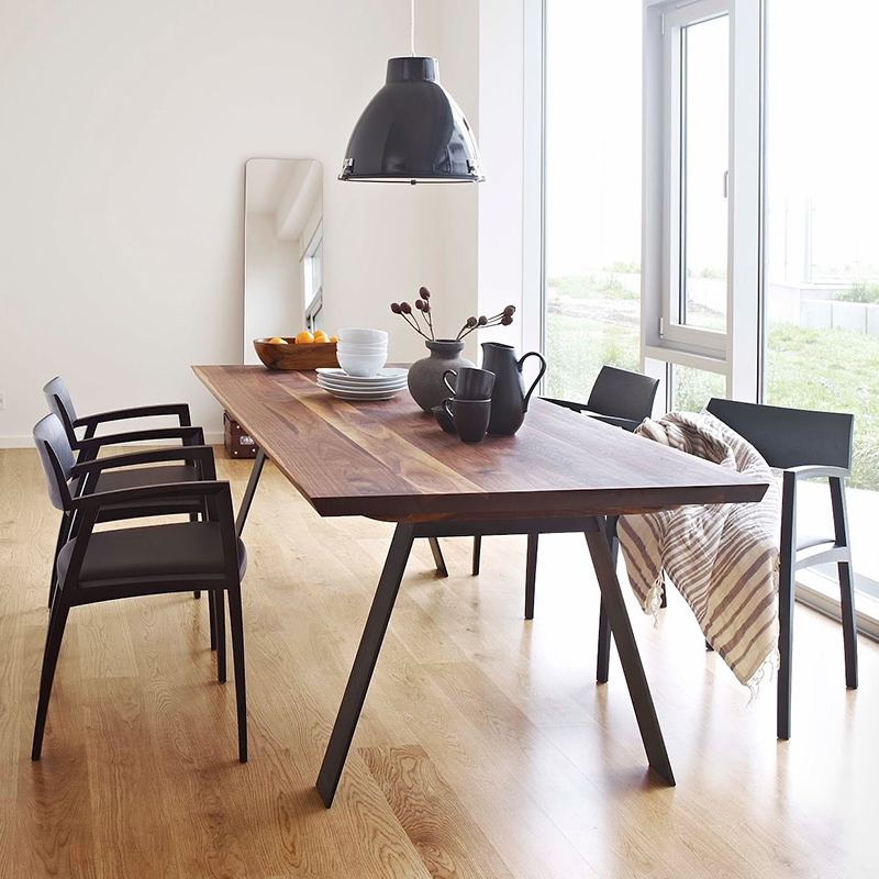 Iron solid wood conference table long table log simple modern conference table office rectangular simple long table home