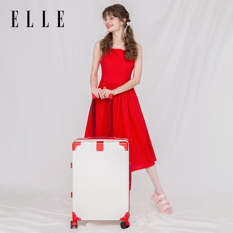 ELLE zipper luggage universal wheel 24 inch trolley case female suitcase 20 inch leather case boarding case password box