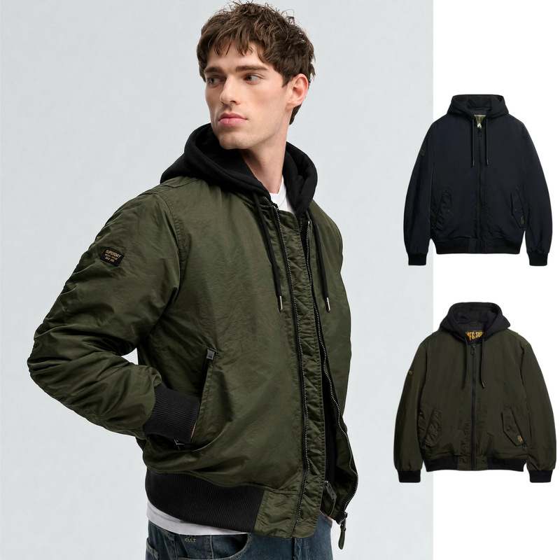 New Ultra-Dry Superdry Quilted Classic Ma1 Series Hooded Flight Jacket
