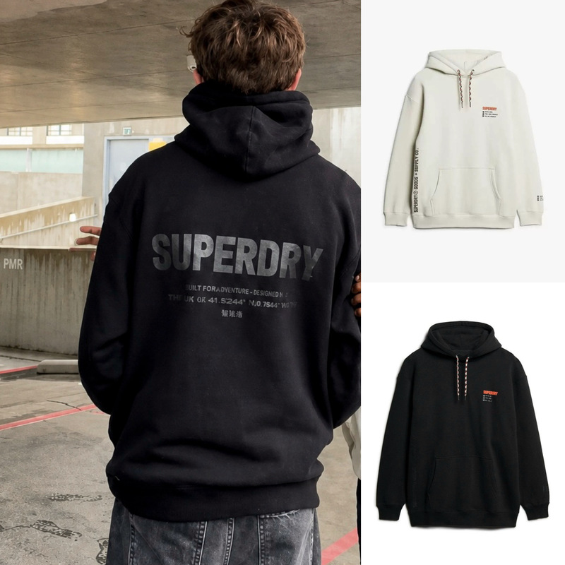 Superdry Extremely Dry-Fit New Loose-Fitting Sporty Casual Versatile Fleece Hooded Pullover Sweatshirt