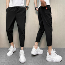 Summer thin pants men Korean version of Tide 9 ankle-length pants mens small feet casual pants slim sweatpants toe Wild