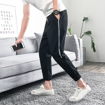 Spring and summer casual pants bunch feet Haren pants mens ankle-length pants loose sports pants pants mens pants mens Korean version of the trend