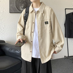 ເສື້ອຢືດພາກຮຽນ spring ຜູ້ຊາຍບາງ Jacket ພາສາເກົາຫຼີສີ Solid Lapel Pocket Design Jacket Casual Trendy BF Style Clothes Shirt