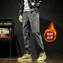 Corduroy pants mens loose straight autumn Sports mens pants plus velvet mens casual trousers autumn and winter
