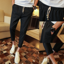 Small feet 9 ankle-length pants male Harlem pants mens sports casual pants tide spring and summer loose wide legs 8 eight eight points Cross pants thin