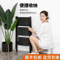 Folding home three-step small climbing ladder stool Convertible Herringbone Step Ladder Small Multifunction High Bench Thickening Room