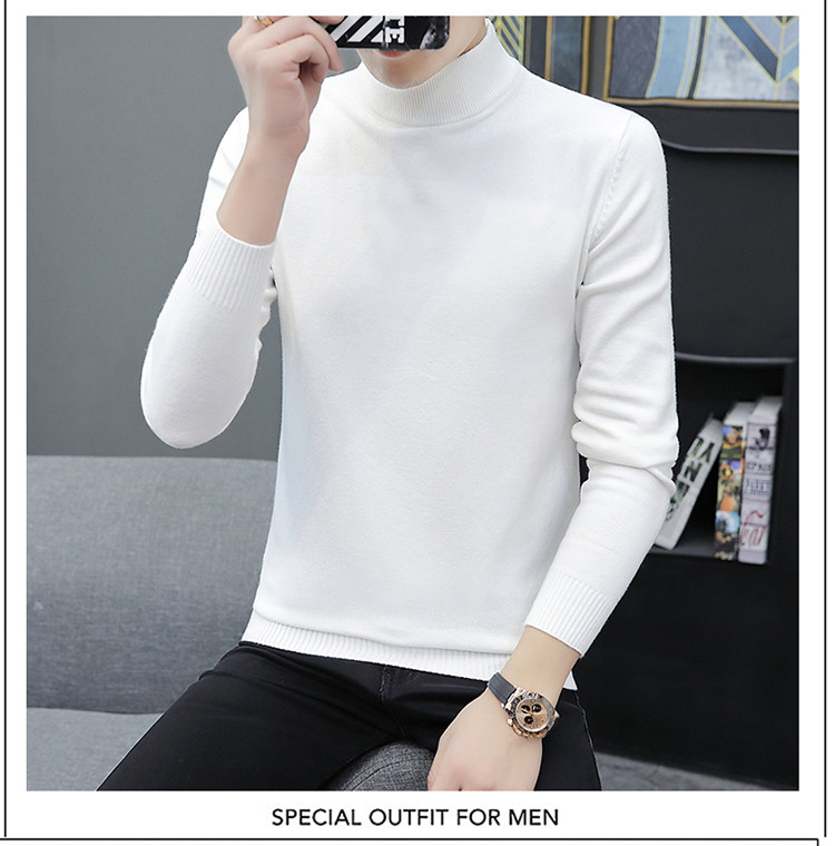 Демисезонный трикотажный приятный телу кашемировый свитер, высокий воротник, облегающий крой, увеличенная толщина 1834838250 