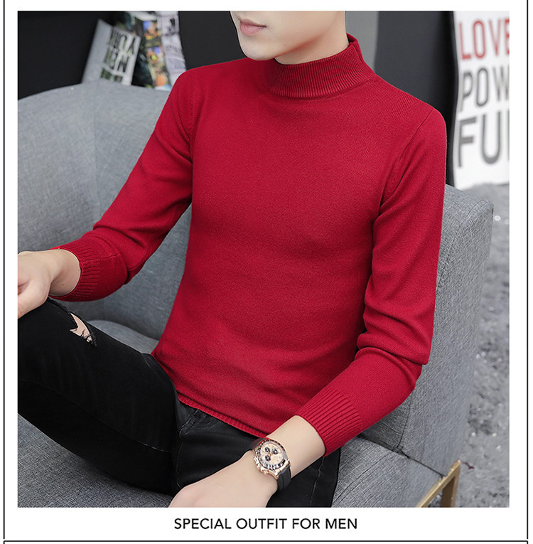 Демисезонный трикотажный приятный телу кашемировый свитер, высокий воротник, облегающий крой, увеличенная толщина 1834838250 