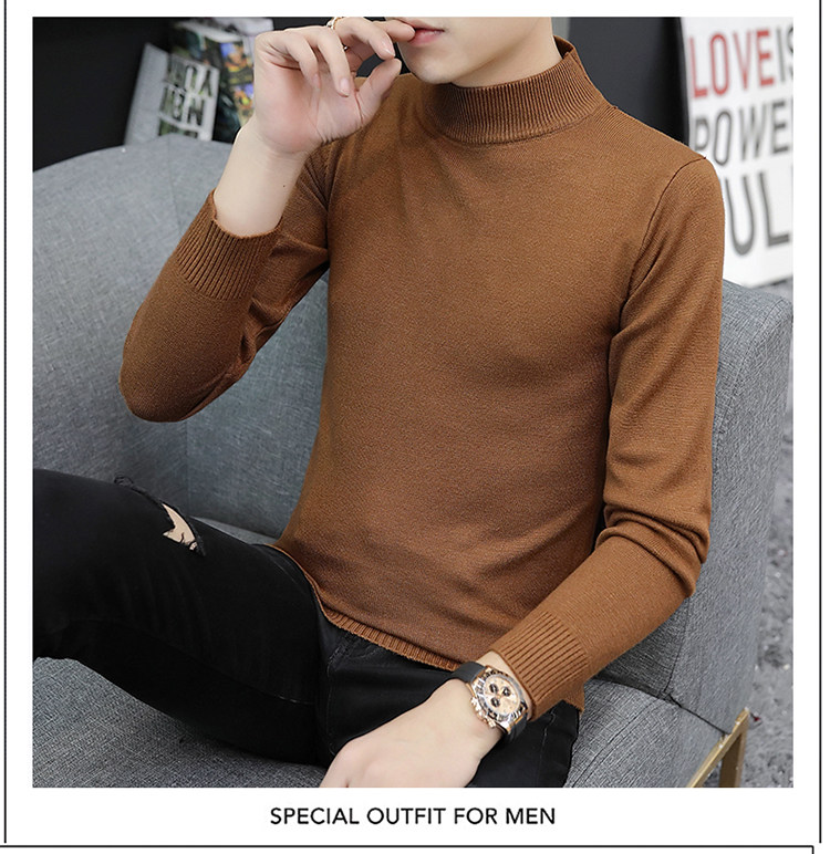 Демисезонный трикотажный приятный телу кашемировый свитер, высокий воротник, облегающий крой, увеличенная толщина 1834838250 