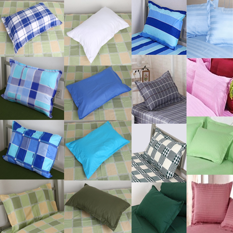 Pure cotton pillowcase 70*40 cotton household blue grid white single student dormitory adult pillow core cover 10