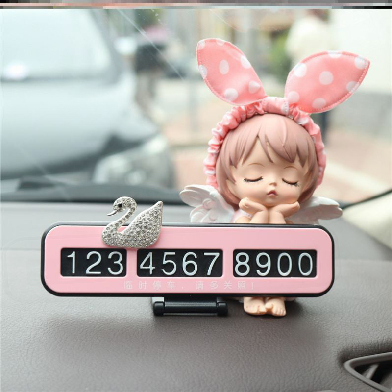 Car Temporary Parking Signs Concealed Number Plates Move License Plate Interior Creative Cute Anne On-board Pendulum Goddess-Taobao
