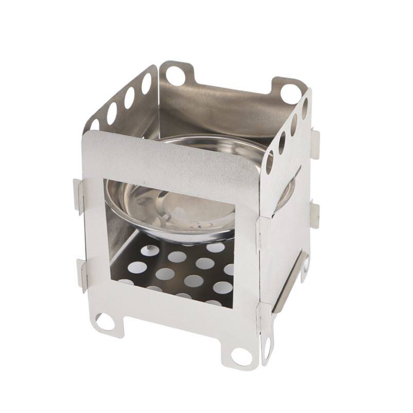 Outdoor mini portable firewood stove stainless steel clamping wood firewood stove wild cooking barbecue stove camping heating stove 