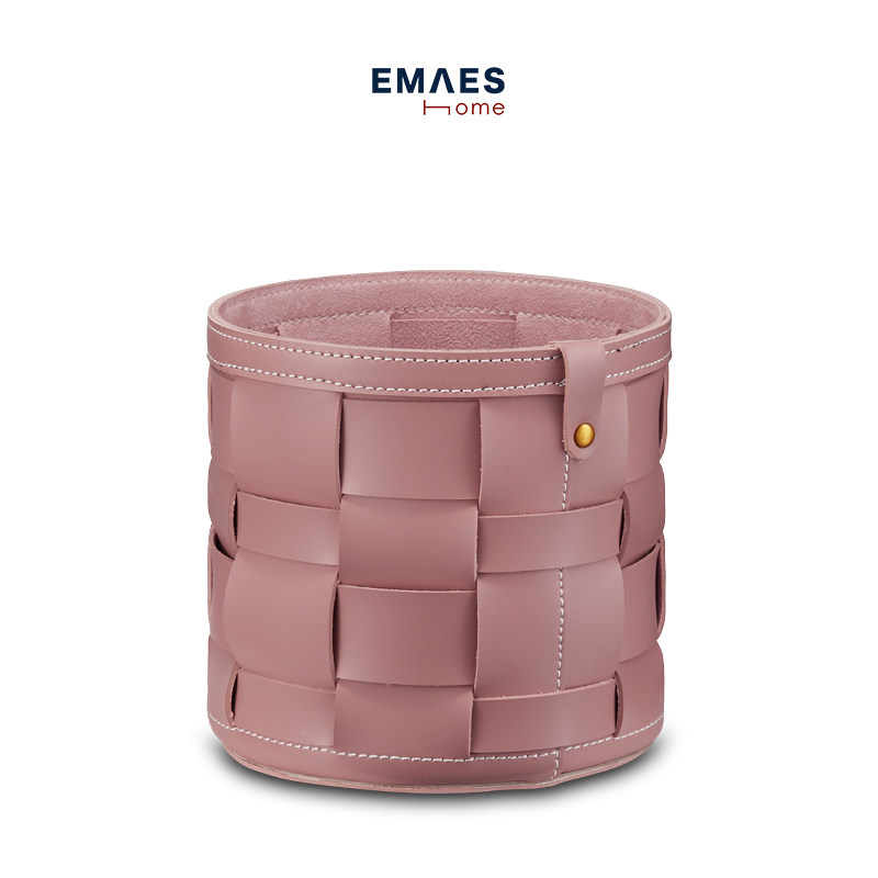 EMAES Nordic light and luxurious leather handwoven trash bedroom clothing cap room for cosmetic skin-care products