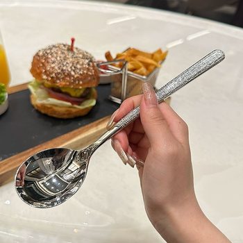 Japanese hammer pattern 316 stainless steel western food spoon