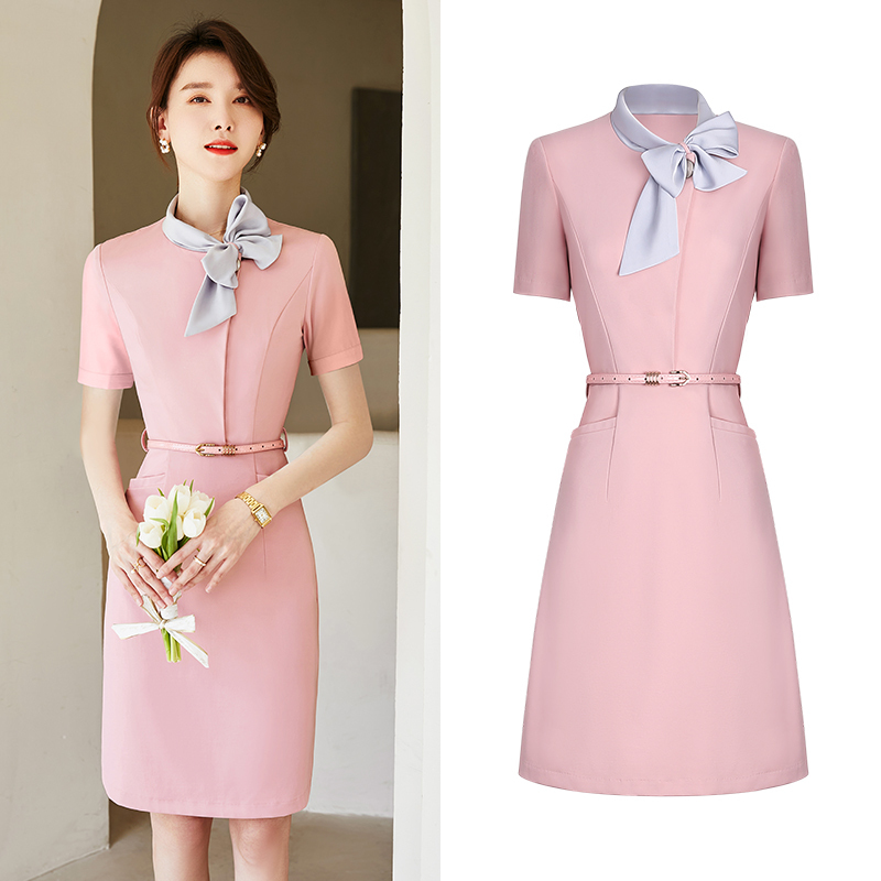 2026 Spring and Autumn Professional Dress, Elegant Commuter Style, Waist-Cinching, Fashionable and High-End, Front Desk Reception Work Uniform for Women