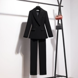 Комплект, осенний модный черный цветной элитный классический костюм для работы