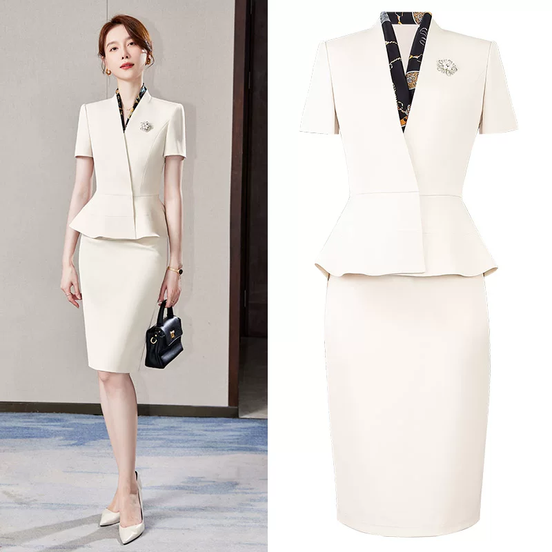 Бежвая юбка, комплект, классика пиджак костюм,Overall