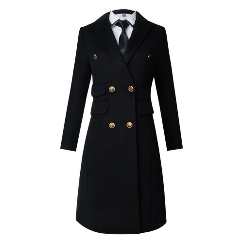 Шерстяное пальто, зимняя длинная куртка для работы, облегающий крой, средней длины