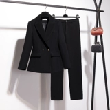 Комплект, осенний модный черный цветной элитный классический костюм для работы