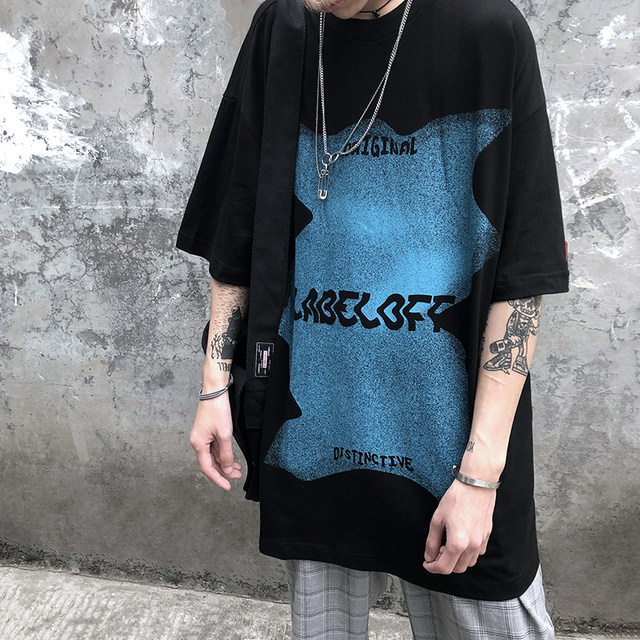 Black Song Yaxuan's same style short-sleeved niche trendy brand European and American high street retro oversize short-sleeved T-shirt for men loose