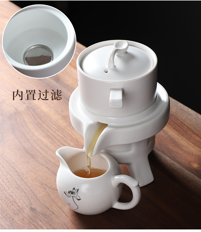 Semi automatic lazy people make tea implement modern household utensils suit stone mill celadon ceramic teapot kung fu tea cups