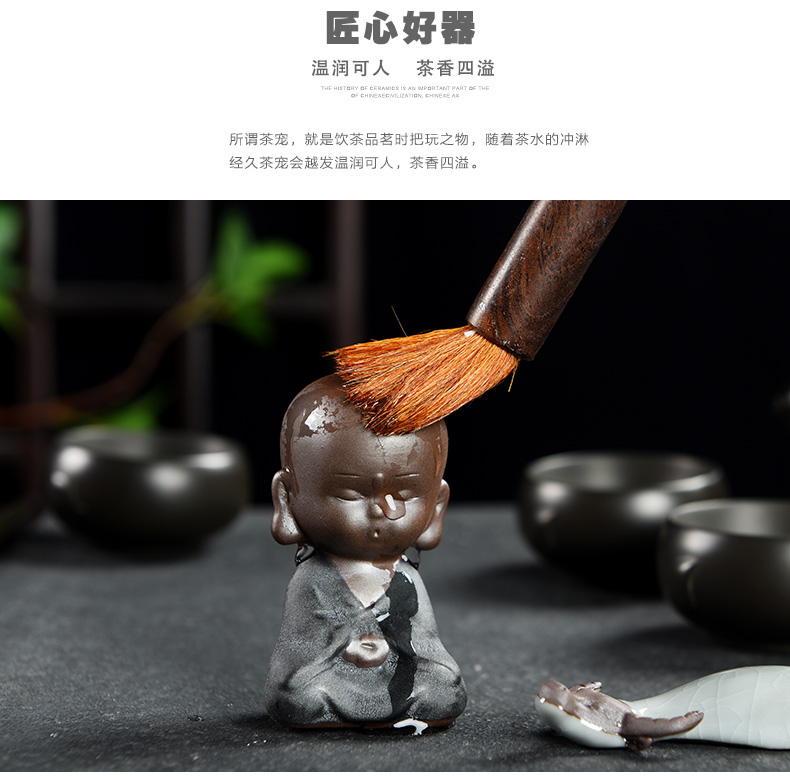 Zisha trà vật trang trí cửa hàng nhỏ tu sĩ trà kho báu có thể nâng cao bộ trà kung fu may mắn chơi trà sáng tạo phụ kiện trà đạo - Trà sứ binh tra