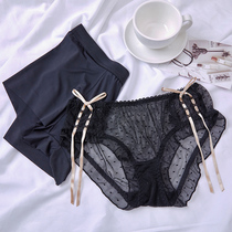 Lovers briefs thin women Sensation Lace Mesh Yarn mens underwear ice silk No marks Men and women Underwear Girl Zhou Strangeness