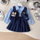 Rabbit Judy children's clothing set autumn girls jk uniform long-sleeved children's college style vest pleated half-length three-piece set