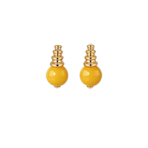 (New in August) Bai Lan Ring Pattern Beeswax Earrings Womens Simple Temperament Earrings New Versatile Earrings ED4380