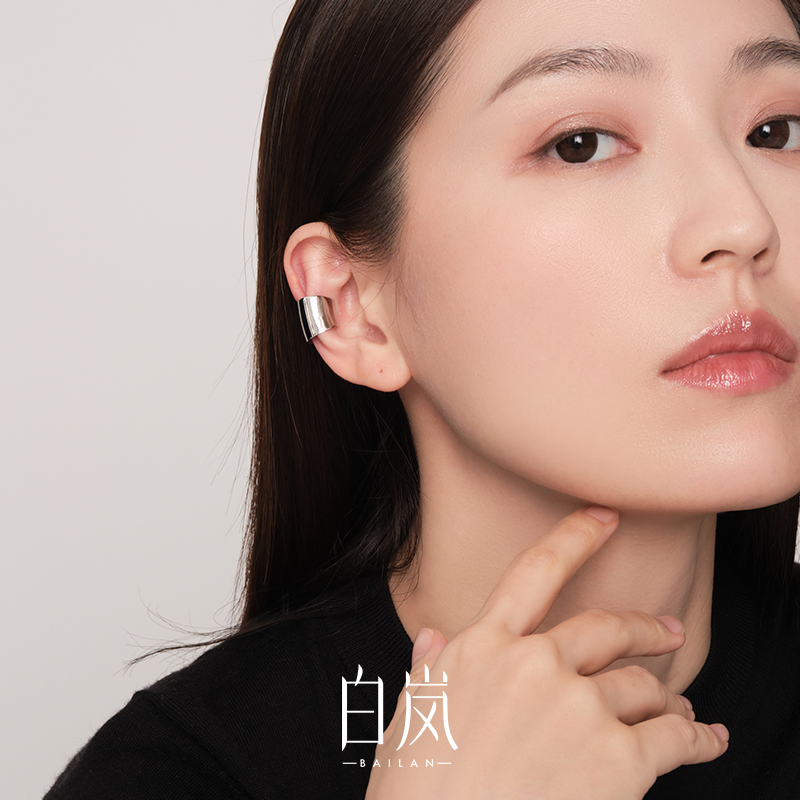 White Lan Glossy earbone clip woman 999 silver ear ring 2023 new small crowddesign Sensation Temperament Ear Accessories ED3777 -Taobao