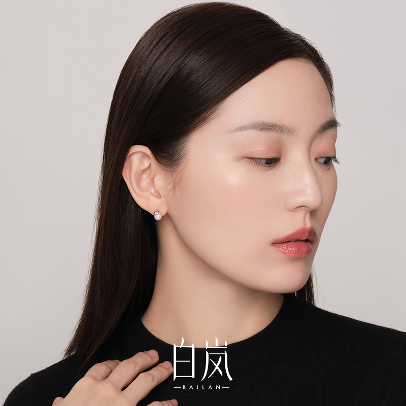 White Lan Pearl Ear Nail Autumn Winter Women 925 Silver Small Crowd Design Sensation 2023 New Tidal and Qualitative Ear Accessories ED3824-Taobao