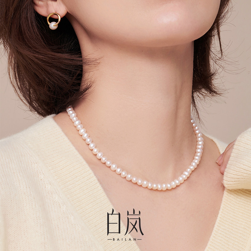 White Lan Freshwater Pearl Necklace Woman Autumn Winter Original Fashion Temperament String Beads Light Extravagant design sensation XL2091 -Taobao