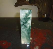Guilin Longsheng Natural Jade Guilin Chicken Blood Jade Ice Green Chapter Material 4x4x16cm