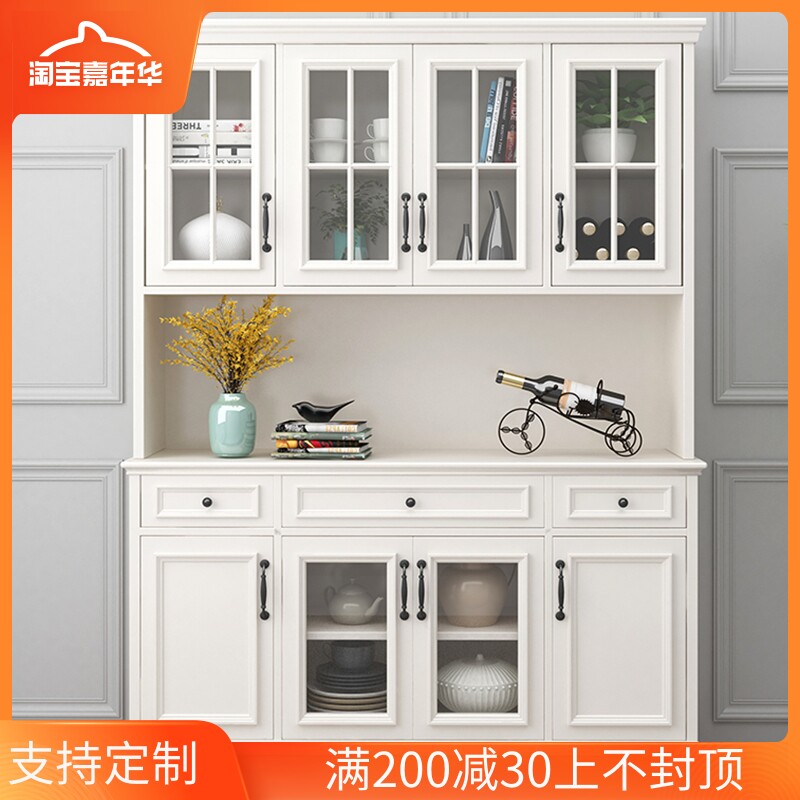 Solid wood sideboard integrated against the wall high cabinet to the top modern minimalist rack wine cabinet American overall living room dining cabinet
