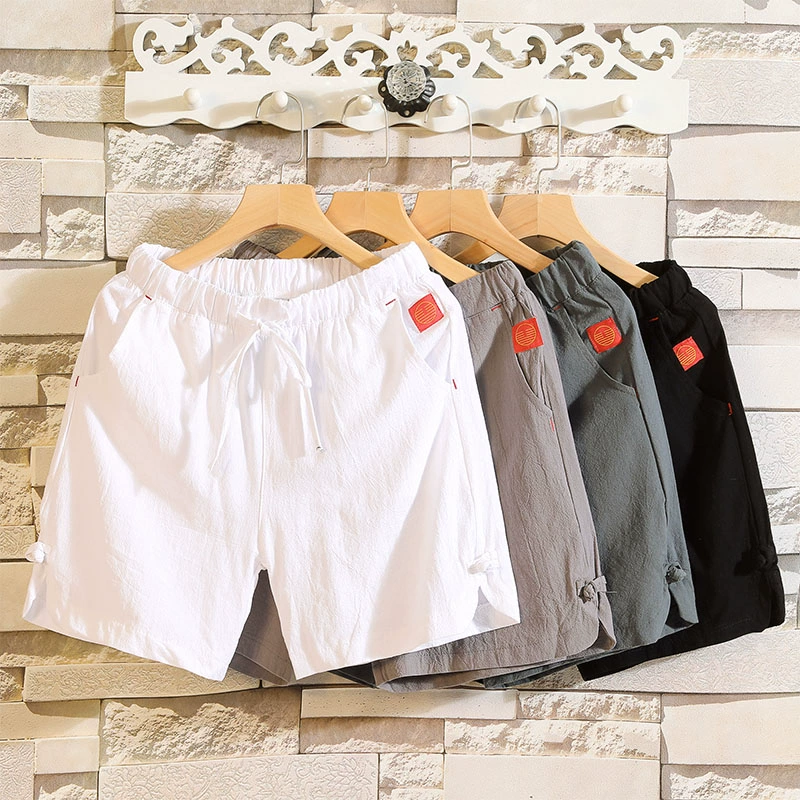Quần short nam mùa hè cotton và vải lanh năm điểm quần năm điểm xu hướng giản dị cộng với chất béo cộng với size quần linen đi biển - Quần short