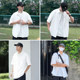 350G heavyweight cotton shirt men's short-sleeved summer high-end solid color lapel American casual white shirt jacket