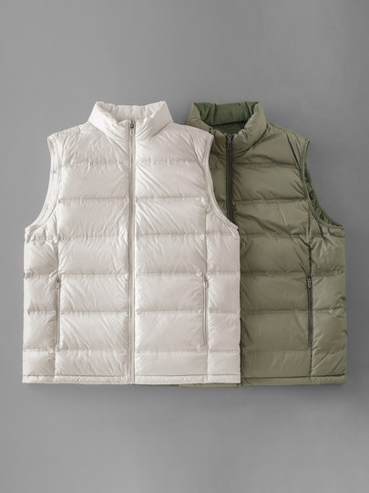 Pure 90 duck down down vest men's winter cold-proof and warm double-sided liner vest stand-up collar vest jacket