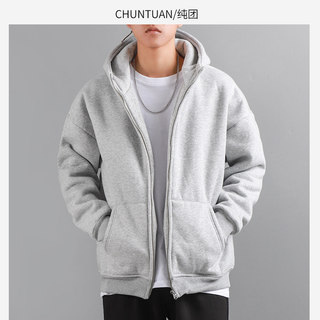 Japanese Style 500g Heavyweight Fleece Sweatshirt for Men, Hooded, Thickened, Warm, Loose-Fitting, Zip-Up Cardigan, Trendy Brand