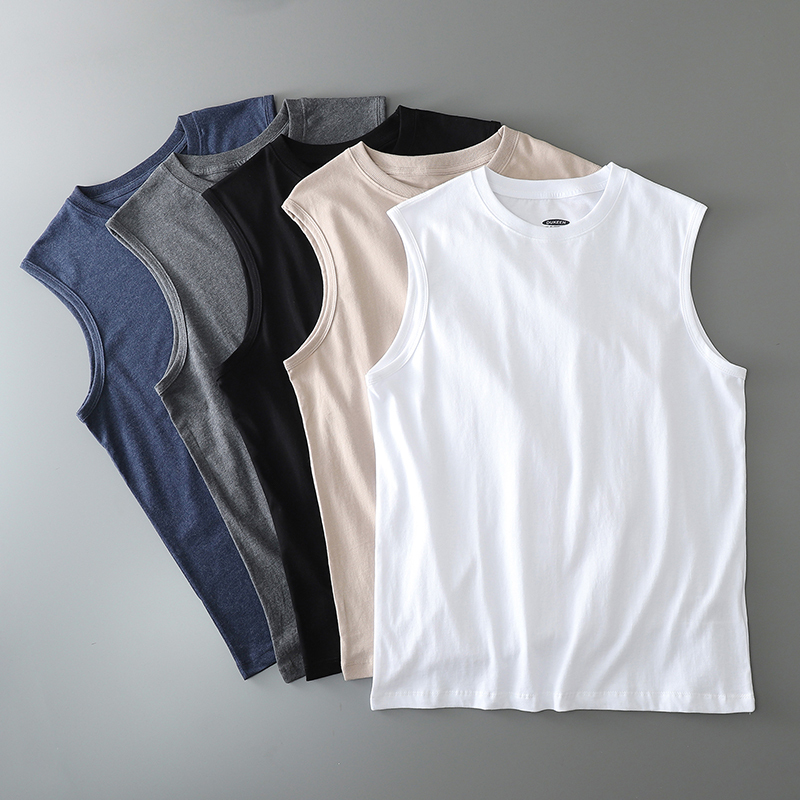 (Buy One, Get One Free) Japanese-Style Heavyweight Xinjiang Pure Cotton Vest for Men, Summer Sports Solid Color Sleeveless T-Shirt for Both Men and Women