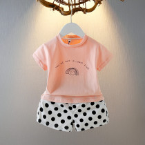 Childrens clothing female baby short sleeve T-shirt shorts two-piece 0-1-2-3-4 year old girl Summer foreign short sleeve set