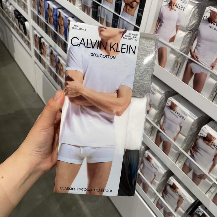 Calvin Klein/Ck Men's Casual Pure Cotton Solid Color Base Shirt Round Neck V-Neck Short-Sleeve T-Shirt 1 Box/3 Pieces