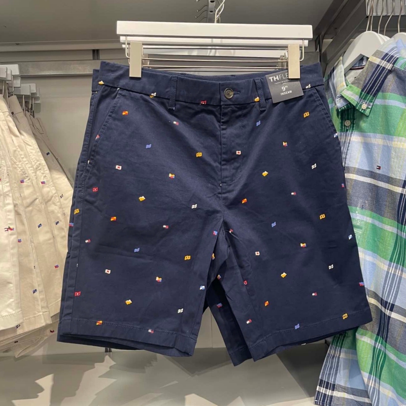 26 Summer New Collection Tommy Hilfiger Men's Versatile Embroidered Slim Straight Shorts Casual Pants 9inch 26 Summer New Collection Tommy Hilfiger Men's Versatile Embroidered Slim Straight Shorts Casual Pants 9inch