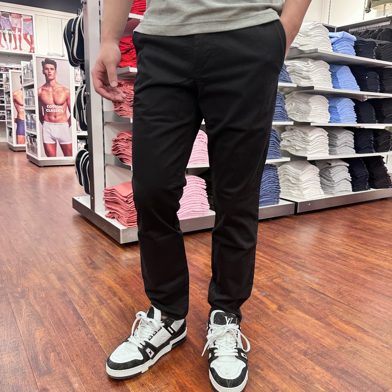 Tommy Hilfiger Men's Spring and Autumn Business Solid Color Versatile Slim Straight Casual Pants Cargo Pants Long Pants