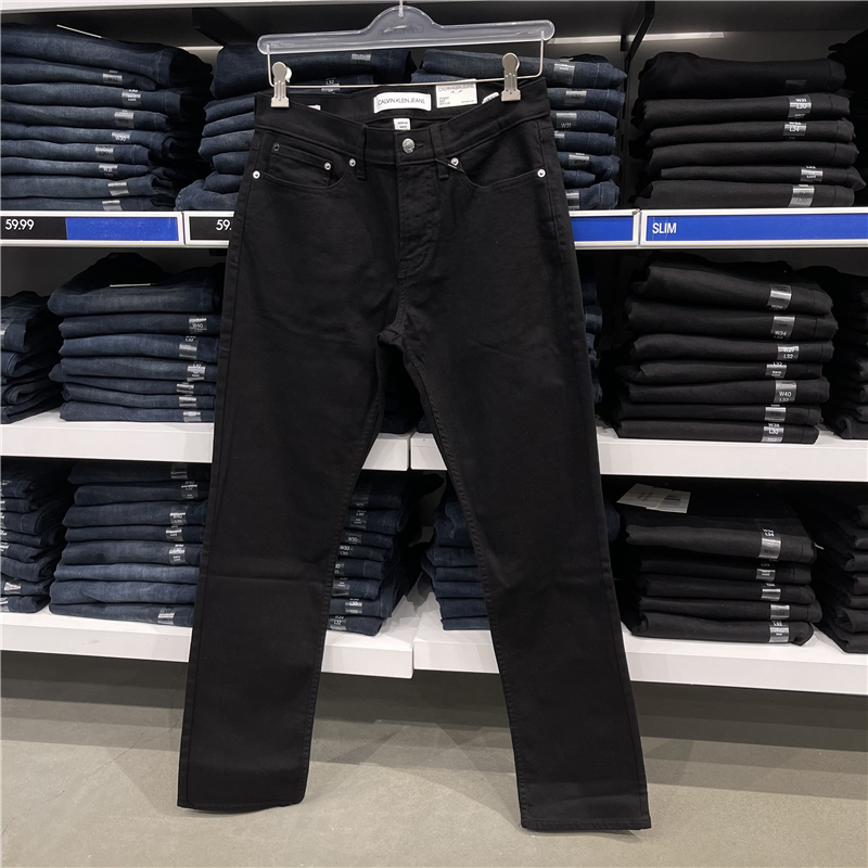 Ck/Calvin Klein Men's Spring New Pure Black Slim Straight-Leg Height-Enhancing Versatile Jeans Trousers Ck/Calvin Klein Men's Spring New Pure Black Slim Straight-Leg Height-Enhancing Versatile Jeans Trousers